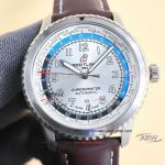 Perfect replica of Breitling pilot legend aviation silver face Swiss automatic mechanical leather strap watch 